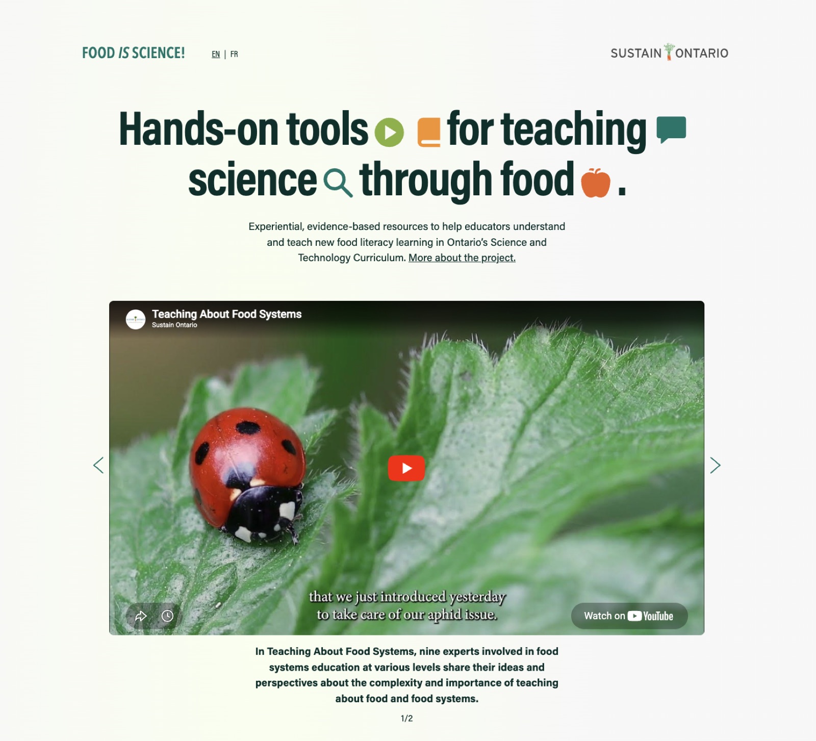 Food is Science — Sustain Ontario curriculum-aligned platform
