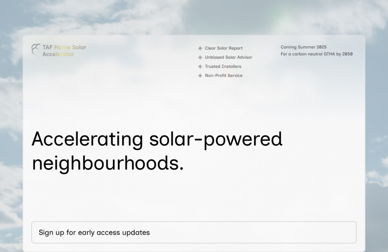 TAF Home Solar Accelerator — brand hero